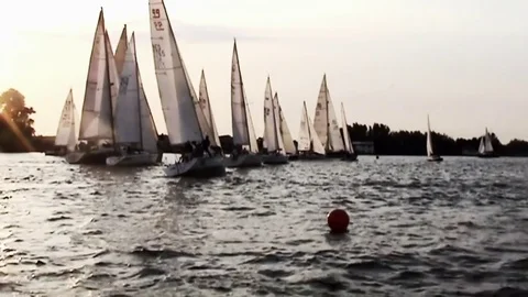  Start of the summer evening regatta Stock Footage 85270311