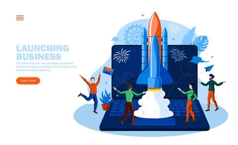 Start up team work concept. business launch vector illustration Stock-Illustration