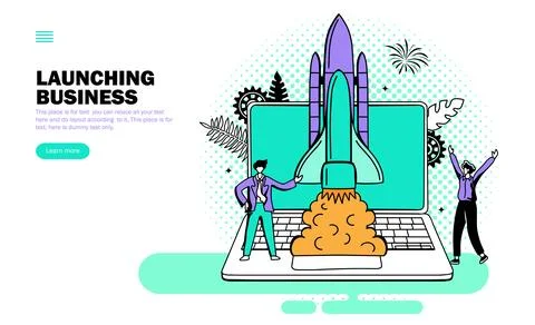Start up team work concept. business launch Stock Illustration