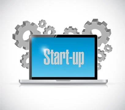 Start-up tech computer sign concept Stock Illustration