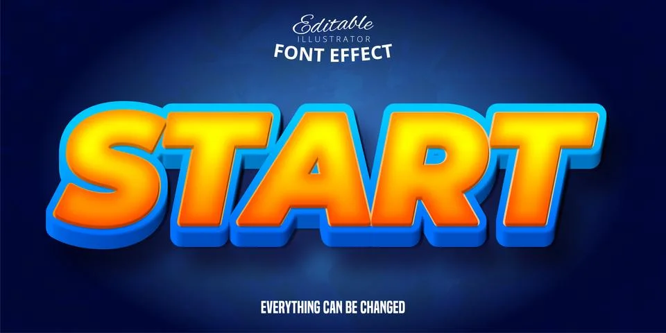 Start text, 3d editable font effect Stock Illustration