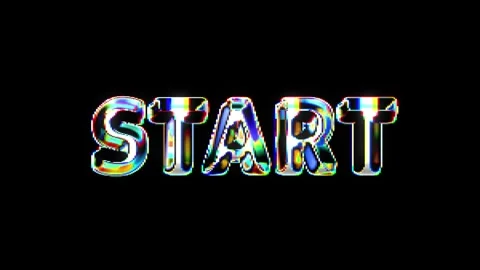 Start text animation with pixel mosaic rotation effect on black background, loop Stock Footage 317763308