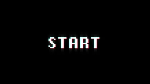 Start text pixel dynamic glitch animation video game effect 스톡 동영상 313076250