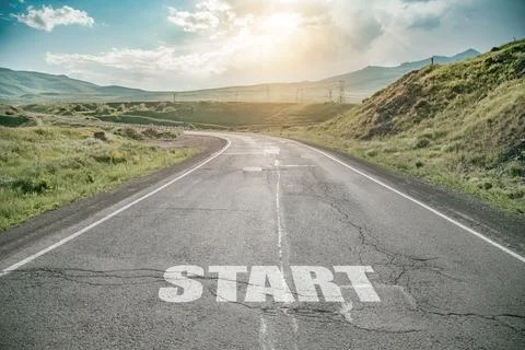 Start text on roard Stock Photos