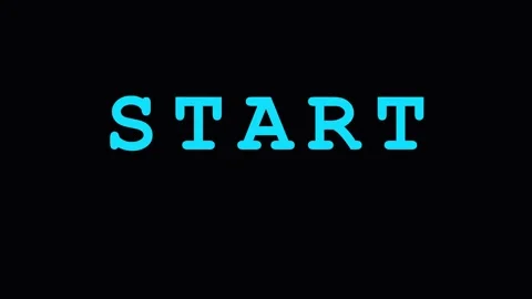 START text in various glitchy and glowing styles against a dark background Stock Footage 343413524