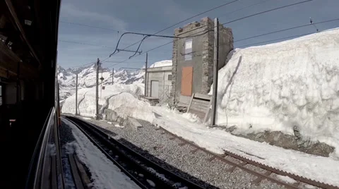 Start traveling by Gornergrat Bahn train at Matterhorn alps Stock Footage 39622769