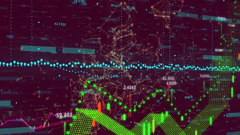 On start, turquoise points stretching, swirling nodes emerging, ribbon rising Stock Footage 315788889