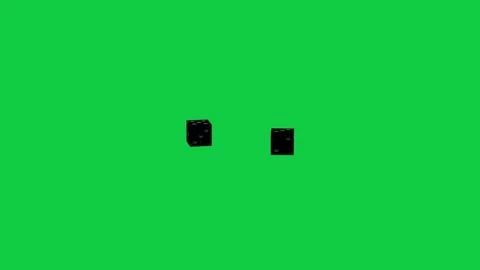 On start, two dice rotating and slowing over transparent field, showing cyan Stock Footage 340269574