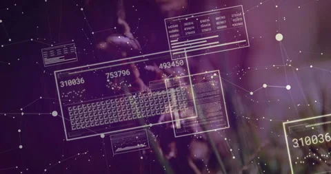 On start, UI panels appearing over purple-tinted grass backdrop, numbers Stock Footage 314528600