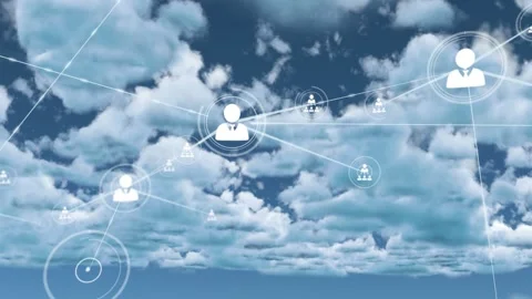 On start user icons sending trimmed strokes and pulsing rings showing network Stock Footage 330143951