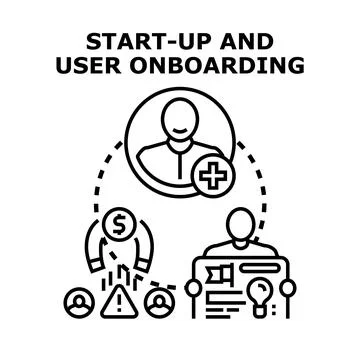 Start up user onboarding and client acquisition design Stock Illustration