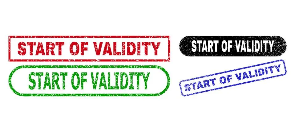 START OF VALIDITY Rectangle Seals Using Grunge Texture Stock Illustration