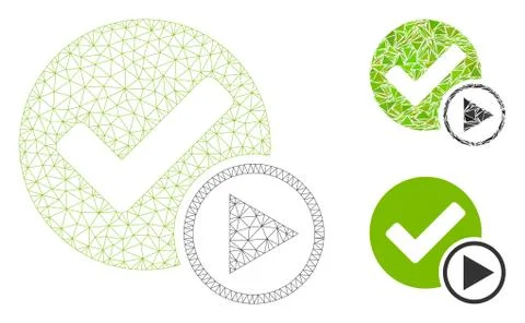 Start of Validity Vector Mesh Carcass Model and Triangle Mosaic Icon Stock Illustration
