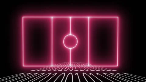 At start vertical neon bar appearing, bars and circle forming frame for display Stock Footage 328312292