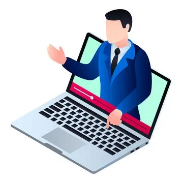 Start video webinar icon, isometric style Stock Illustration