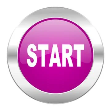 Start violet circle chrome web icon isolated. Stock Illustration