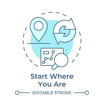 Start where you are soft blue concept icon Illustrazione stock