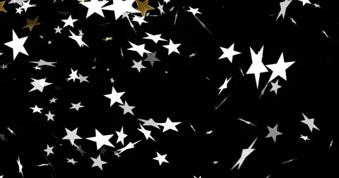 On start white stars scattering into frame, density rising, gold stars rotating, Stock Footage 320416714