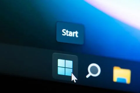 Start windows 11 button Stock Photos
