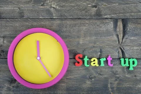 Start up on wooden table Stock Photos