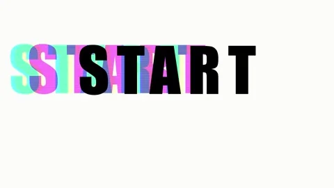 START word animation with glitch effect in center and surrounding static te.. Stock Footage 343417758