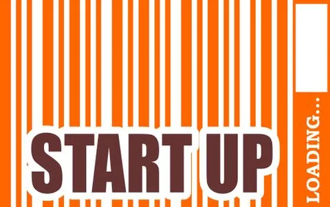 Start up word build in bar code 스톡 일러스트