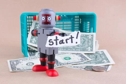 Start word with standing robot Stock Photos