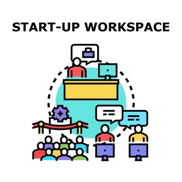 Start up workspace offering business development and collaboration 스톡 일러스트
