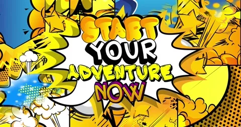Start Your Adventure Now. Comic Book Words Stock Footage 165850433