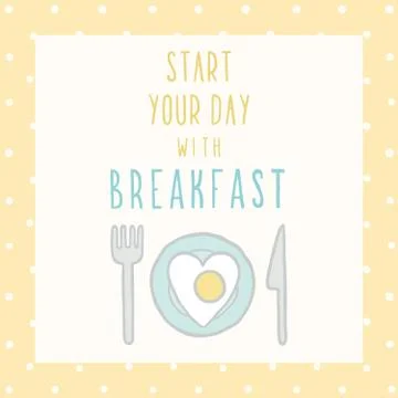 Start your day with breakfast card. Stock Illustration