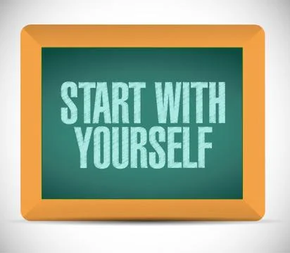 Start with yourself message board illustration Stockillustratie