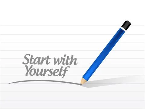 Start with yourself message illustration design Stock Illustration
