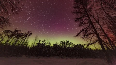 Startails and northern lights - 4k timelapse landscape. Stock Footage 327807293