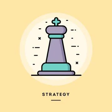 Startegy, flat design thin line banner. Illustrazione stock