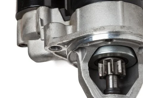 Starter of an internal combustion engine New Spare part for car on a white ba Stock Photos
