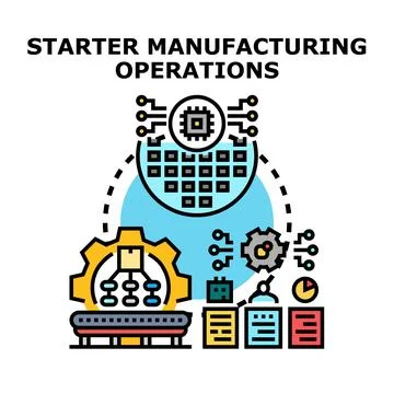 Starter manufacturing operations with smart processing technology Illustrazione stock