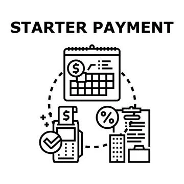 Starter payment concept for initial financial transaction Ilustração Stock