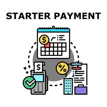 Starter payment concept for initial financial transaction Ilustração Stock