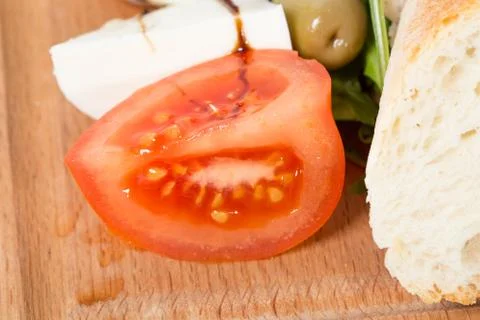 Starter platter with tomatoes and mozzarella. Stock Photos