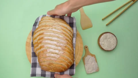 Starter sourdough. Bread without yeast. The concept of a healthy diet, top view Video stock 200815620