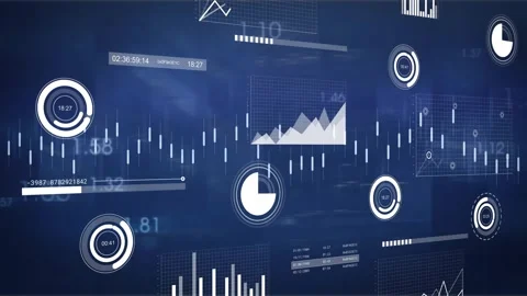 Starting up 3D interface cycling gauges, shifting bar chart, sliding pointer and Video stock 320128007