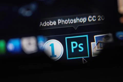 Starting adobe photoshop program Foto stock