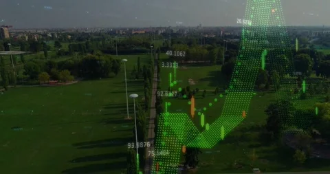 Starting aerial hold, camera showing tree-lined path while mapping park data Stock Footage 333901277