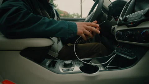 Starting and Driving a Car Stock Footage 320356806
