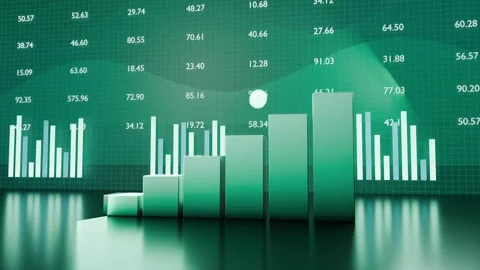 Starting animation forming six green bar steps white sphere climbing at CGI set Stock-Footage 339722131