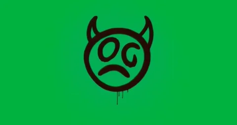 Starting animation showing devil face repeating across 5 frames over transparent Video stock 317283858