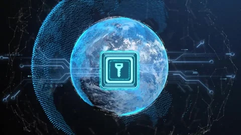 Starting backdrop, globe rotating while converging data lines forming funnel Stock Footage 317154275