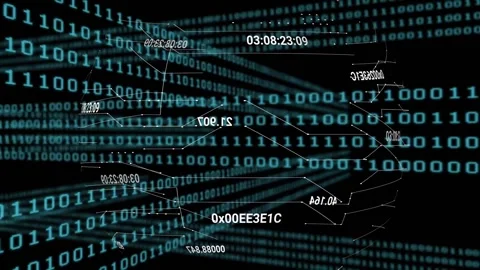 Starting binary grid forming initiating data overlays drifting pulsing Stock Footage 327003442