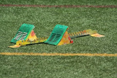 Starting blocks Stock Photos