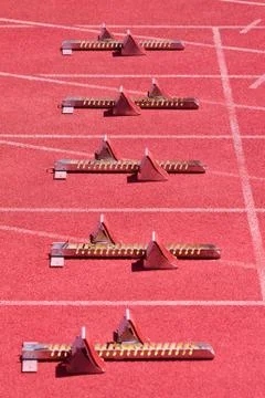 Starting blocks Stock Photos